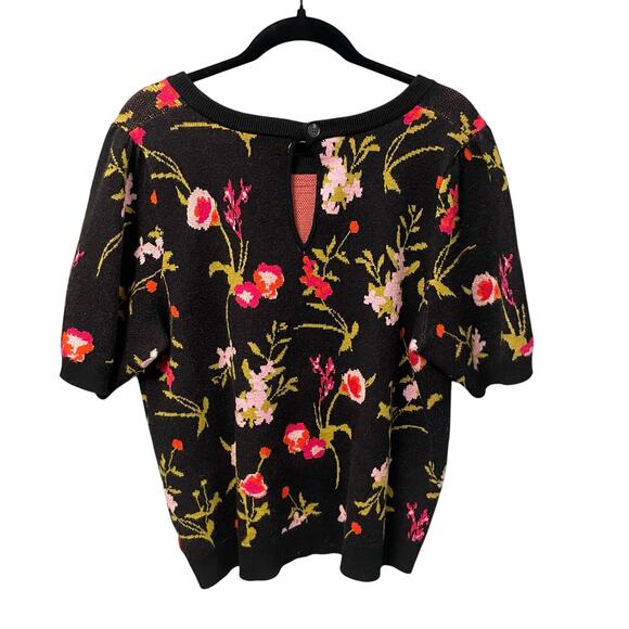 Maeve by Anthropologie Short Sleeve Harmon Jacquard Floral Sweater Womens XL - Picture 7 of 8